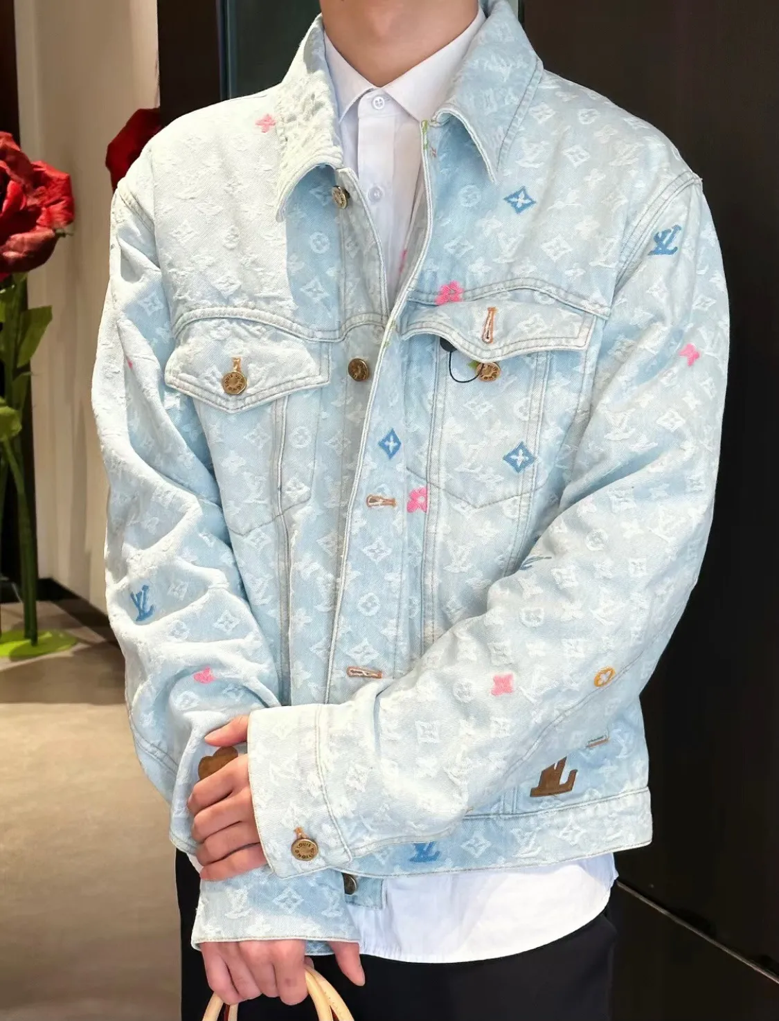 Louis Vuitton/Louis Vuitton Tyler joint old flower jacquard embroidered denim jacket